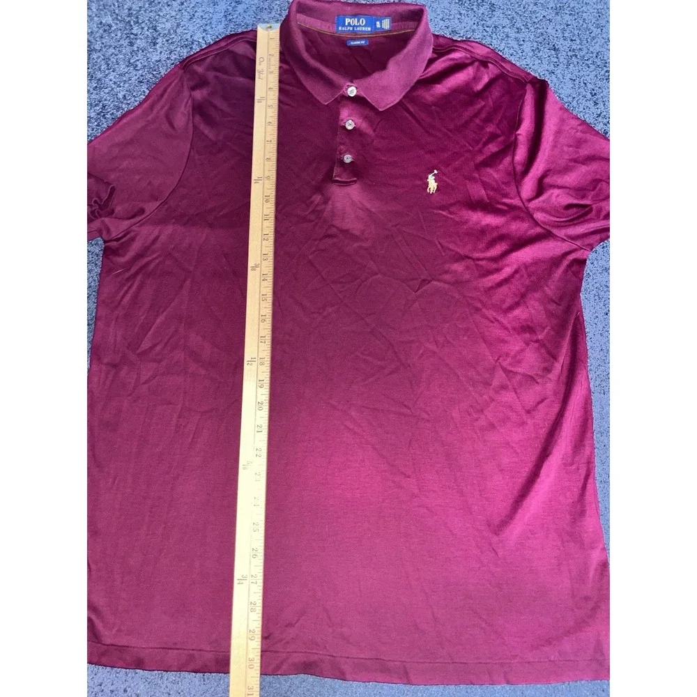 Polo by Ralph Lauren Polo Long‎ Sleeve Polo Shirt Maroon Mens XXL Flesh Pony